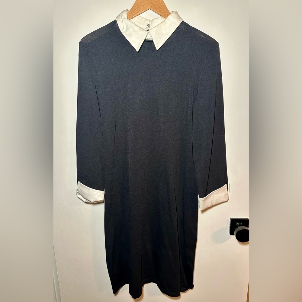 Ralph Lauren black sweater dress with cream collar Size Large